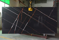 Losa modelada relámpago negro del cuarzo de Calacatta del tamaño de 3200*1600*20m m