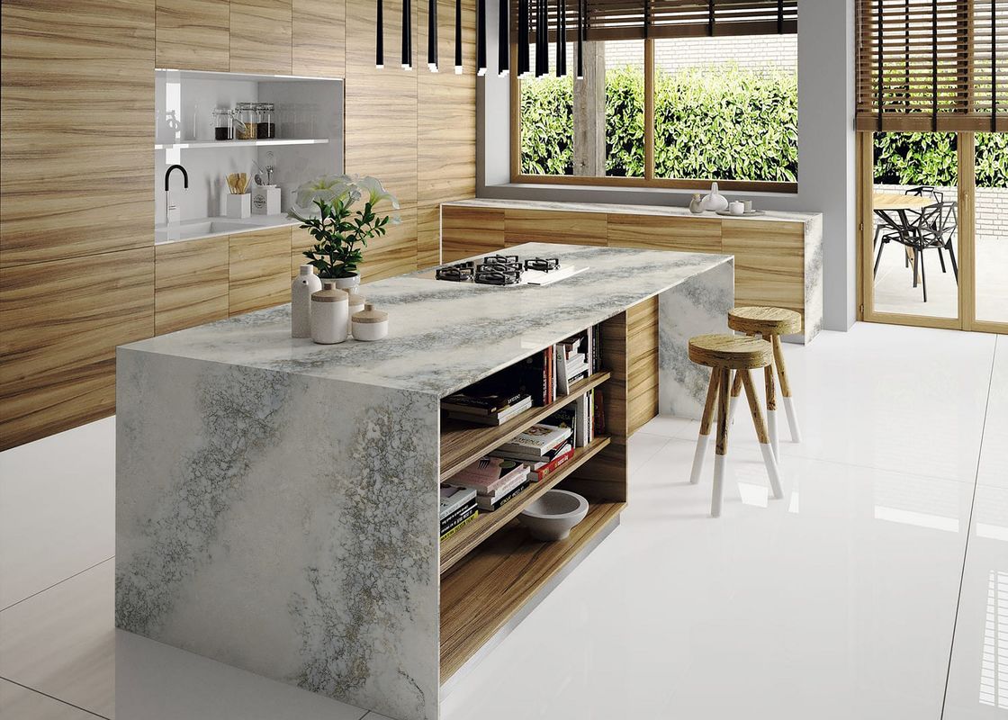 Encimeras dirigidas cuarzo pulidas del cuarzo de los materiales de la